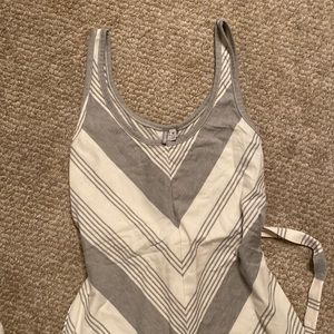 Long grey and white summer dress